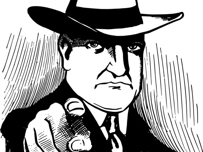 Federal agent pointing at someone